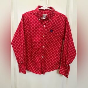 Cinch Kids Red Patterned Button Down Shirt